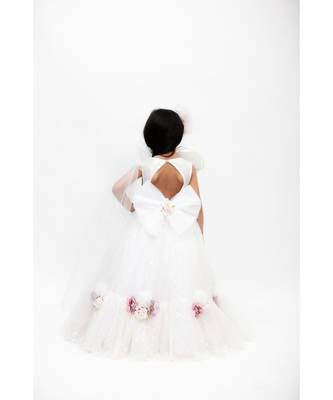 Blue Organza One Off Shoulder Style Frock 5