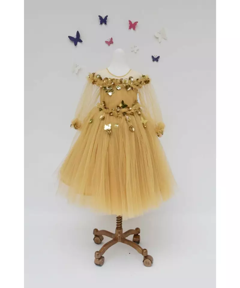 Golden Glitter Net Gown