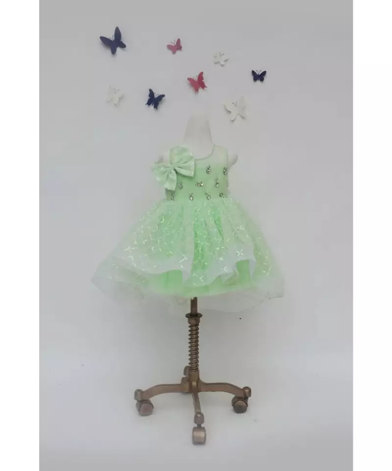 Green Sequins Net Dress