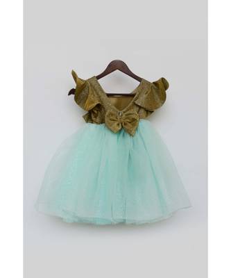 Blue Organza One Off Shoulder Style Frock 2