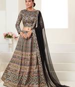 Multicolor printed silk semi stitched lehenga