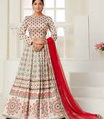 Multicolor printed silk semi stitched lehenga