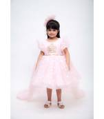 Golden Shimmer and Pink Glitter Net Frock