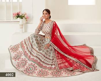 Multicolor printed silk semi stitched lehenga 4