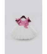 Pink Shimmer and White Glitter Net Frock