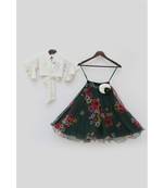 Green Printed Organza Lehenga with Tie Knotted Top