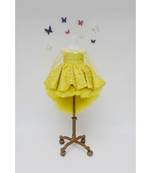 Yellow Flower Embroidery High Low Gown