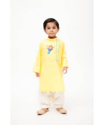 Yellow Kurta Dhoti Set 4