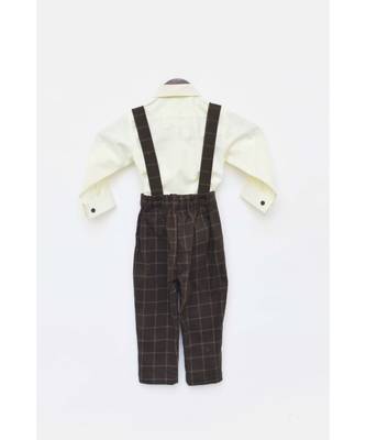 Lemon Yellow Shirt with Brown Checks Pant 2