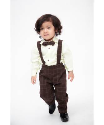 Lemon Yellow Shirt with Brown Checks Pant 3