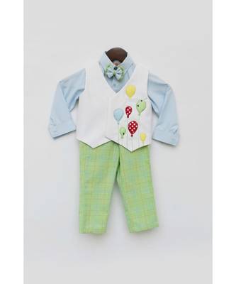 Green Check Pant with Balloons waist coat 1