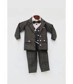Grey Check Coat Pant Set
