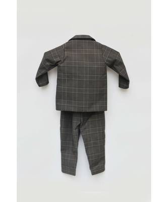 Grey Check Coat Pant Set 2