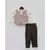 Dusty Brown Check Waist Coat with White Shirt and Pant