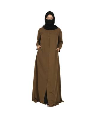 Front Open Abaya In Poly Moss Fabric 1