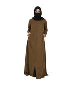 Front Open Abaya In Poly Moss Fabric