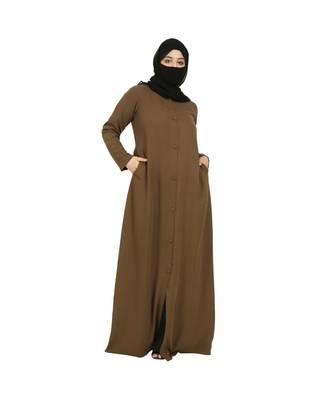 Front Open Abaya In Poly Moss Fabric 2