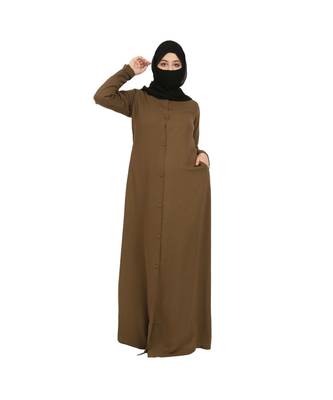 Front Open Abaya In Poly Moss Fabric 3