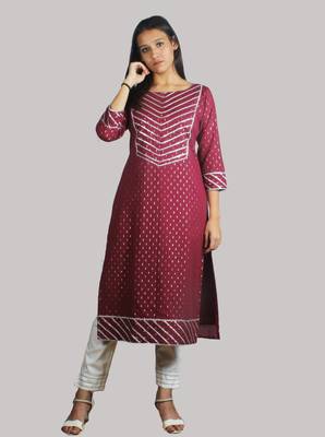 Magenta woven cotton kurtis 1