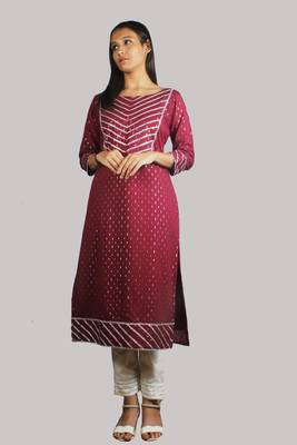 Magenta woven cotton kurtis 2
