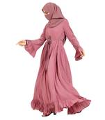 Designer Gown In Abaya Fit With Frills and Pleats.