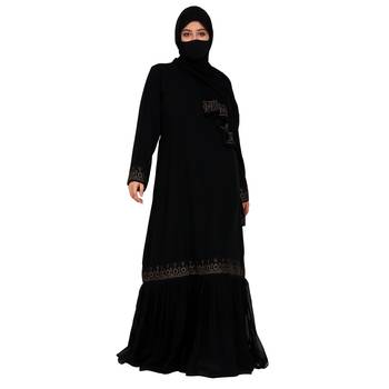 Modest Dress Gown With Stomework And Matching Hijab. 1