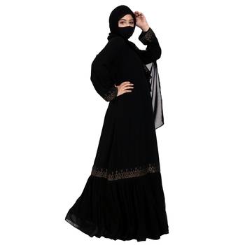 Modest Dress Gown With Stomework And Matching Hijab. 2