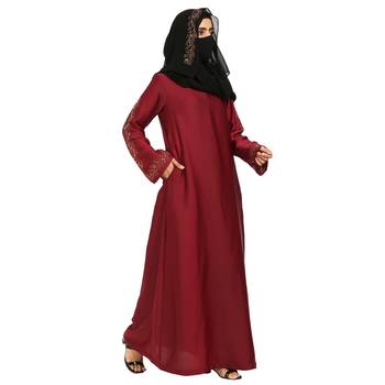 Modest Dress Gown With Stomework And Matching Hijab. 1