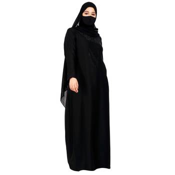 Modest Dress Gown With Stomework And Matching Hijab. 1