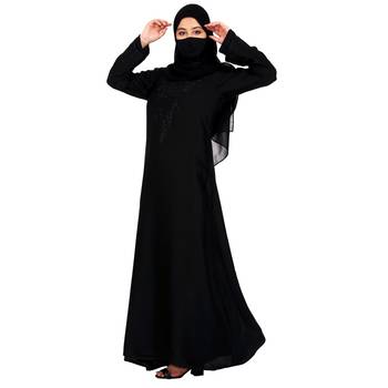 Modest Dress Gown With Stomework And Matching Hijab. 4