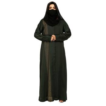 Modest Dress Gown With Stomework And Matching Hijab. 2