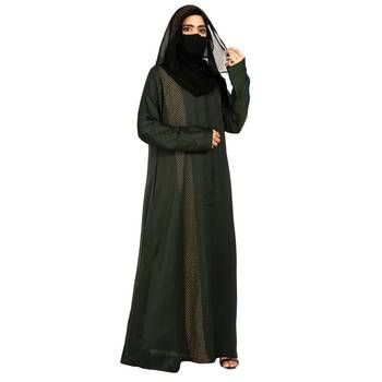 Modest Dress Gown With Stomework And Matching Hijab. 1