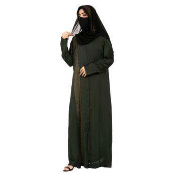 Modest Dress Gown With Stomework And Matching Hijab. 6