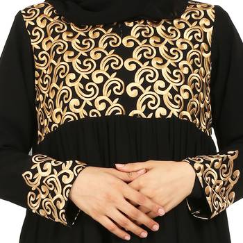 Emirati Style Modest Gown In Abaya Fit. It Comes With A Matching Stole Hijab. 2