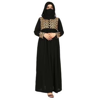 Emirati Style Modest Gown In Abaya Fit. It Comes With A Matching Stole Hijab. 1