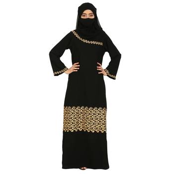 Emirati Style Embroidered  Gown In Abaya Fit With Matching Hijab 4