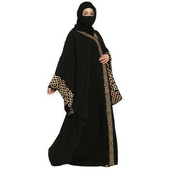 Emirati Style Embroidered  Kaftan With Matching Hijab 2