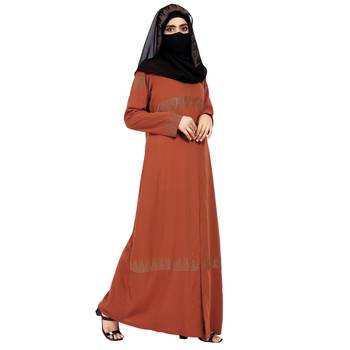 Modest Dress Gown With Stonework And Matching Hijab. 3
