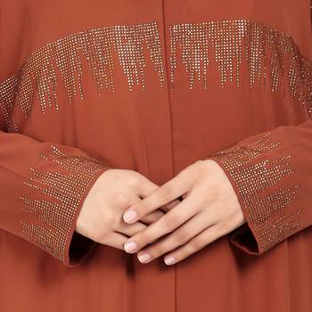 Modest Dress Gown With Stonework And Matching Hijab. 5