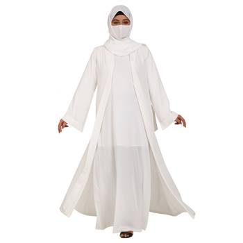 3 Pieces Set Of An Abaya, An Open Shrug And A Matching Stole Hijab. 2