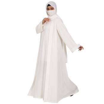 3 Pieces Set Of An Abaya, An Open Shrug And A Matching Stole Hijab. 3