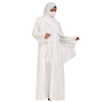 3 Pieces Set Of An Abaya, An Open Shrug And A Matching Stole Hijab. 6