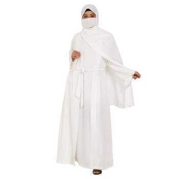 3 Pieces Set Of An Abaya, An Open Shrug And A Matching Stole Hijab. 7