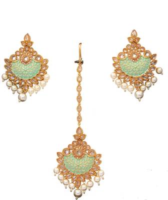 Green gold plated antique gold Copper  Pair of Earrings 3