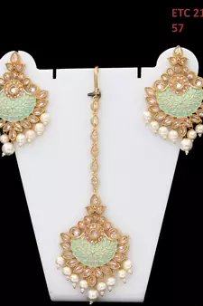 Green gold plated antique gold Copper  Pair of Earrings