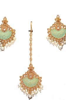 Green gold plated antique gold Copper  Pair of Earrings