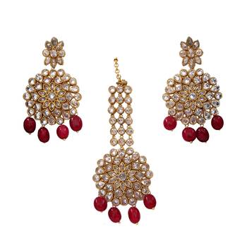 Red gold plated antique gold Copper  Pair of Earrings 3