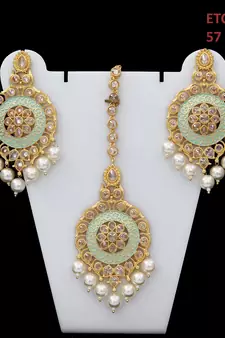 Green gold plated antique gold Copper  Pair of Earrings