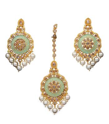 Green gold plated antique gold Copper  Pair of Earrings 3