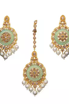 Green gold plated antique gold Copper  Pair of Earrings